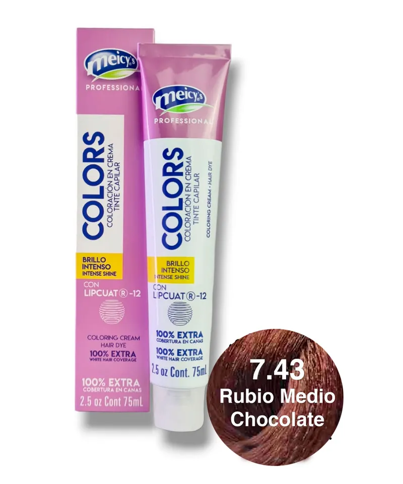 MEICYS COLORS TINTE N.7.43 RUBIO MEDIO CHOCOLATE X 75ML - Producto de belleza y estética en Almacén Sandra