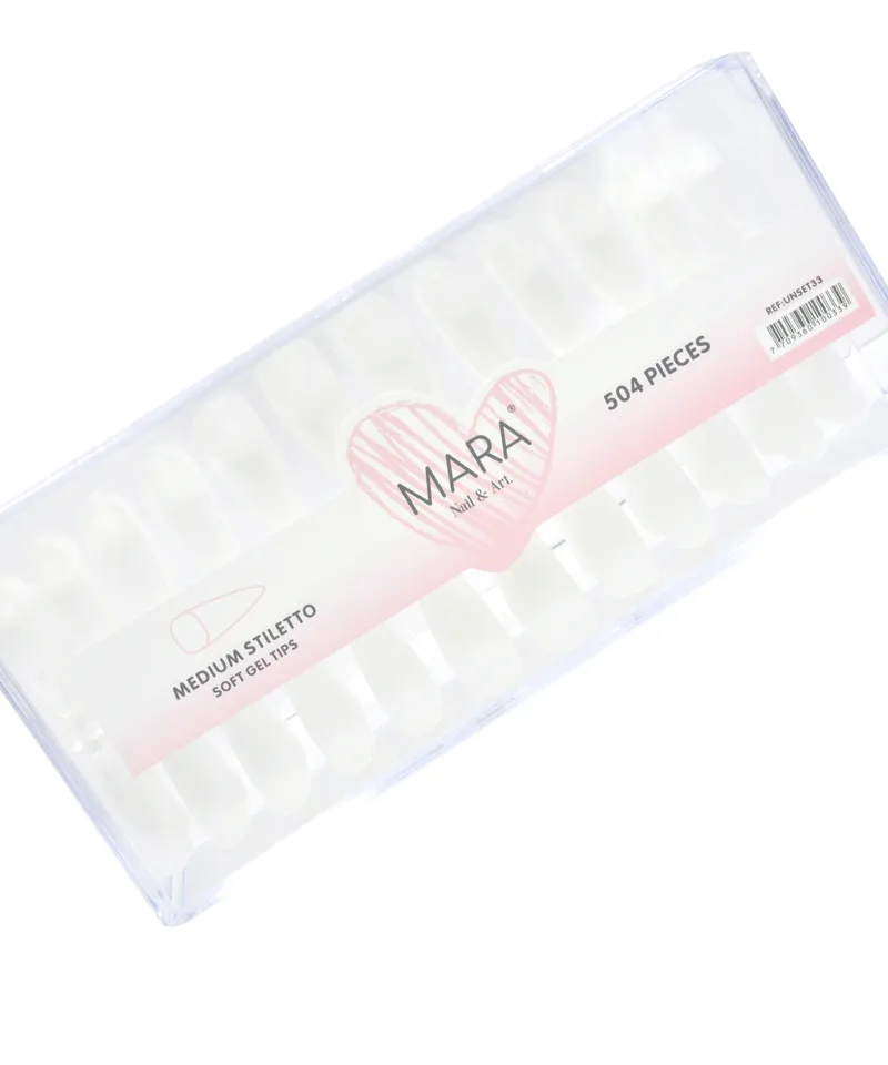 MARA NAIL UÑAS PRESS MEDIUM STILETTO SOFT GEL TIPS X504 REF: UNSET33 - Producto de belleza y estética en Almacén Sandra
