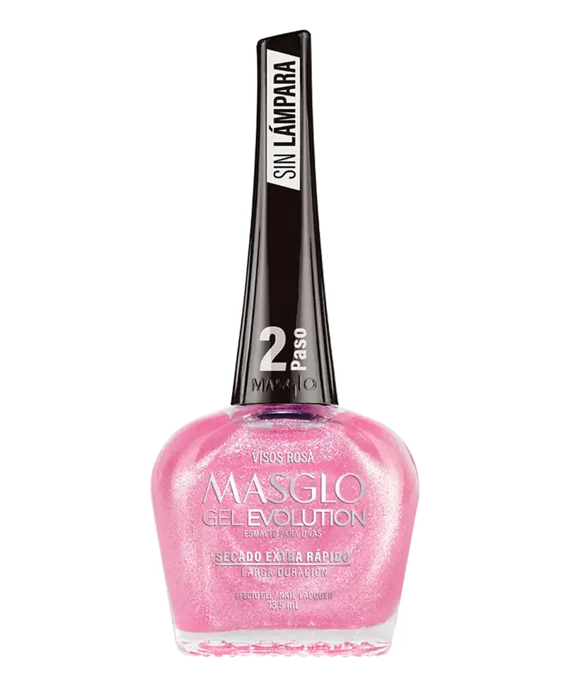 MASGLO ESMALTE GEL EVOLUTION VISOS ROSA X 13.5ML - Producto de belleza y estética en Almacén Sandra