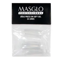 MASGLO UÑAS TIPS PRESS ON SOFT GEL CLEAR X 24UND - Miniatura 1