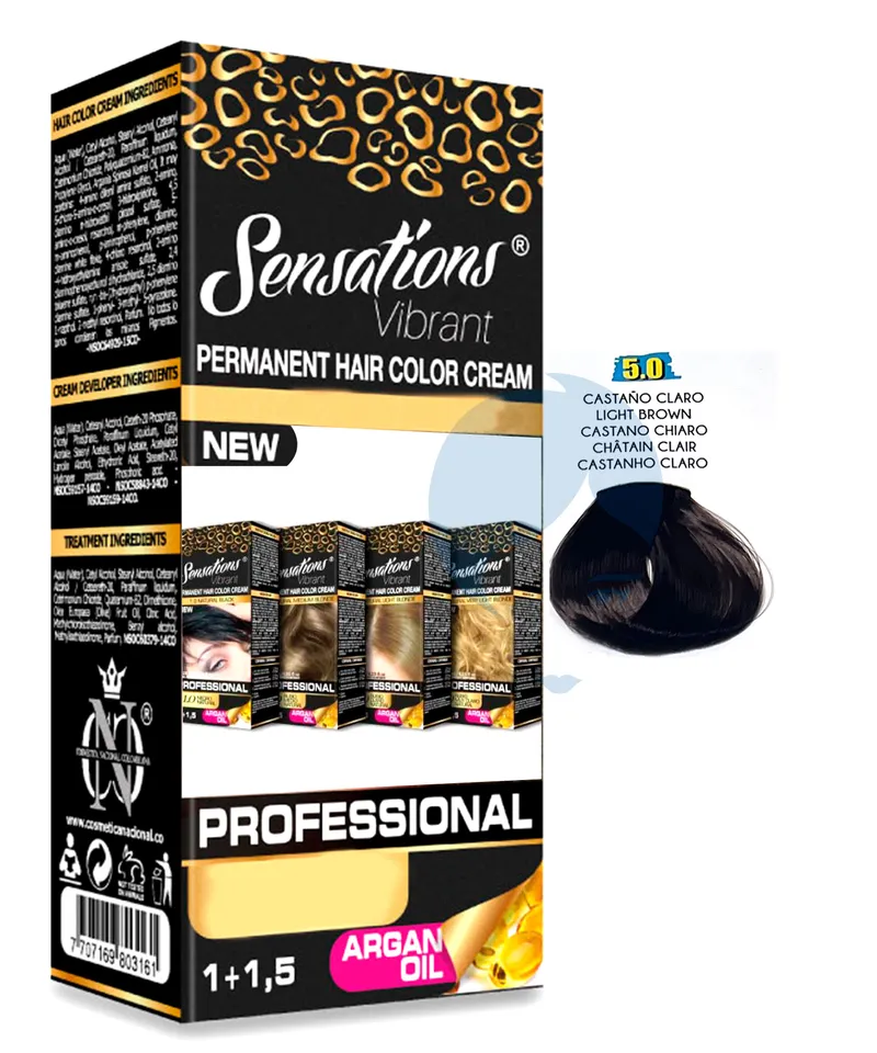 SENSATIONS TINTE CASTAÑO CLARO NATURAL N.5.0 X 125ML - Producto de belleza y estética en Almacén Sandra