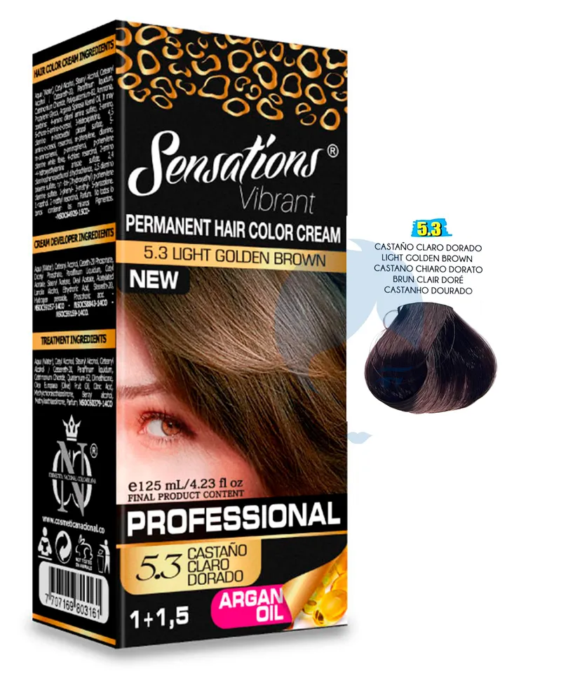 SENSATIONS TINTE CASTAÑO CLARO DORADO N.5.3 X 125ML - Producto de belleza y estética en Almacén Sandra