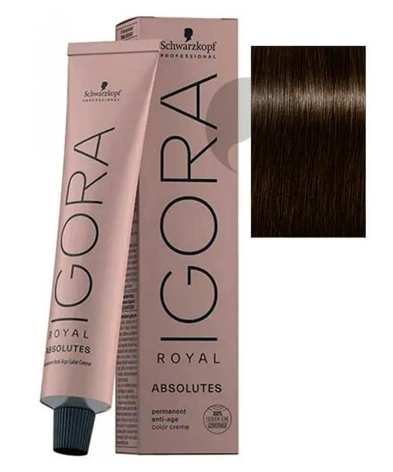 IGORA TINTE ABSOLUTES CASTAÑO MEDIO MARRON NATURAL N.4.60 X 60ML - Producto de belleza y estética en Almacén Sandra