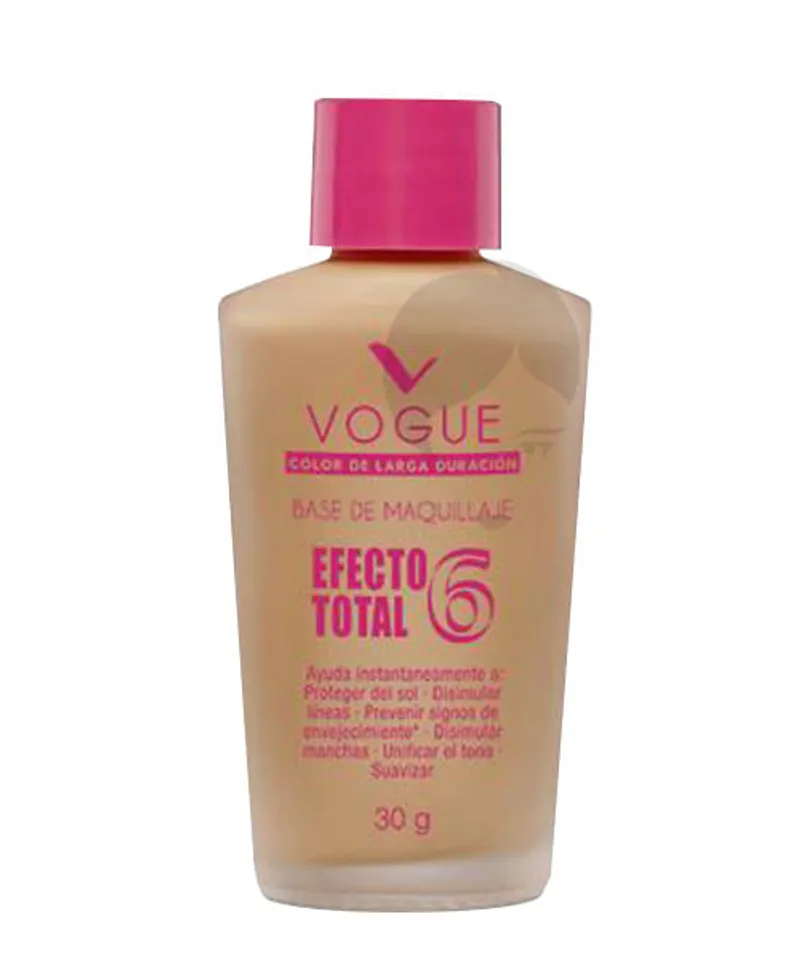 VOGUE BASE LIQUIDA EFECTO TOTAL 6 BRONCE X 30ML - Producto de belleza y estética en Almacén Sandra