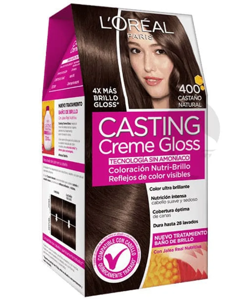 CASTING CREME GLOSS TINTE CASTAÑO NATURAL N.400  X45GR - Producto de belleza y estética en Almacén Sandra