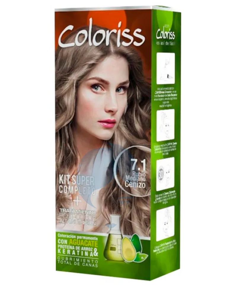 COLORISS TINTE RUBIO MEDIANO CENIZO N.7.1 X 50GR - Producto de belleza y estética en Almacén Sandra