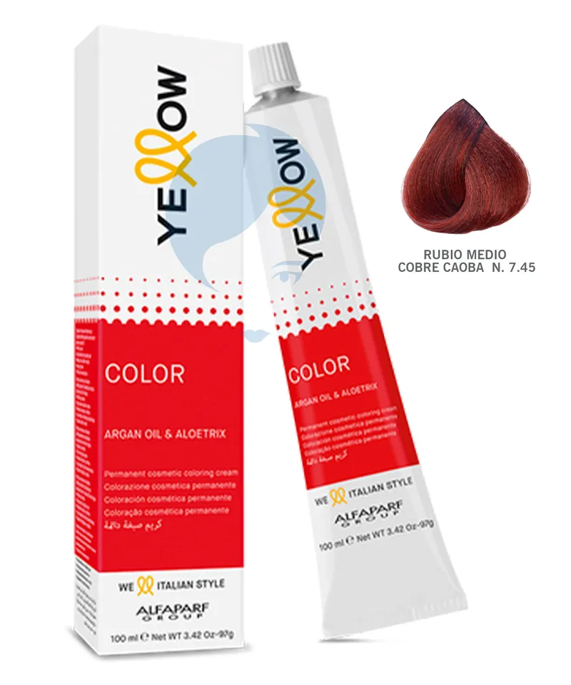 YELLOW TINTE RUBIO MEDIO COBRE CAOBA  N. 7.45 X 60GR - Producto de belleza y estética en Almacén Sandra