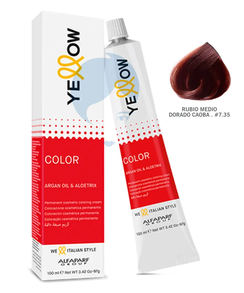 YELLOW TINTE RUBIO MEDIO DORADO CAOBA . #7.35 X 60ML - Producto de belleza y estética en Almacén Sandra