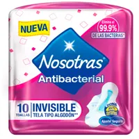 NOSOTRAS INVISTIBLE ANTIBACTERIAL CON ALAS X 10UND - Miniatura 1