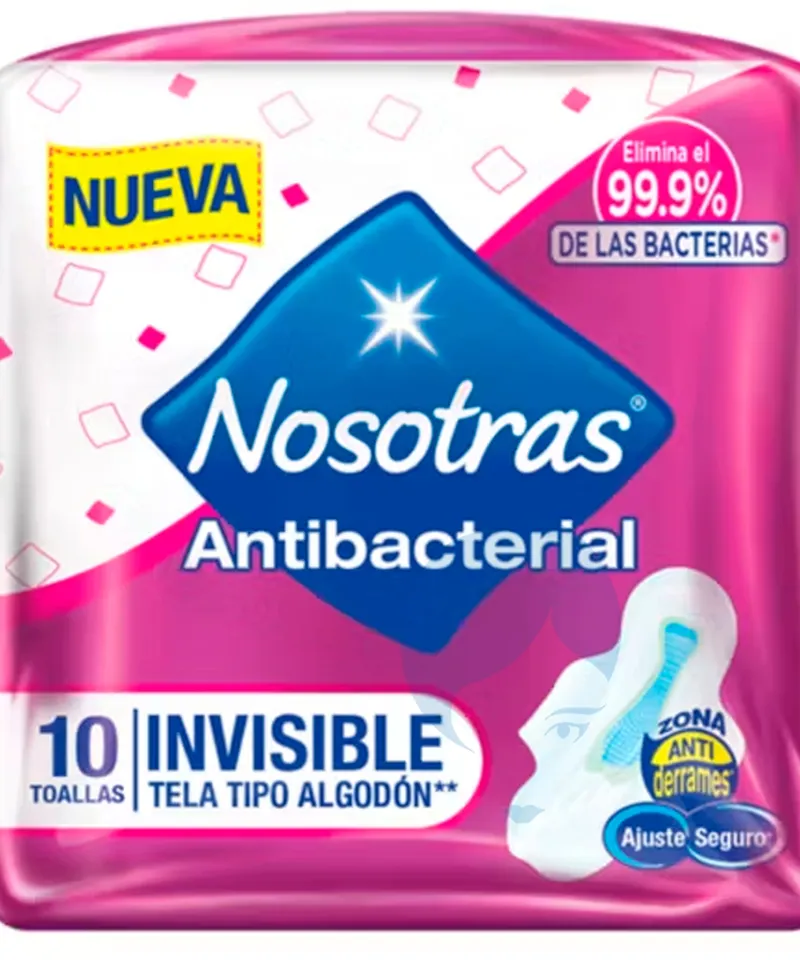 NOSOTRAS INVISTIBLE ANTIBACTERIAL CON ALAS X 10UND - Producto de belleza y estética en Almacén Sandra