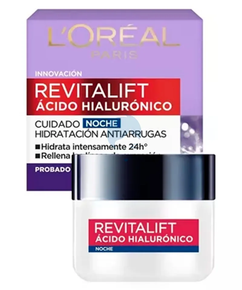 LOREAL CREMA FACIAL REVITALIFT ACIDO HIALURONICO NOCHE X 50GR - Producto de belleza y estética en Almacén Sandra