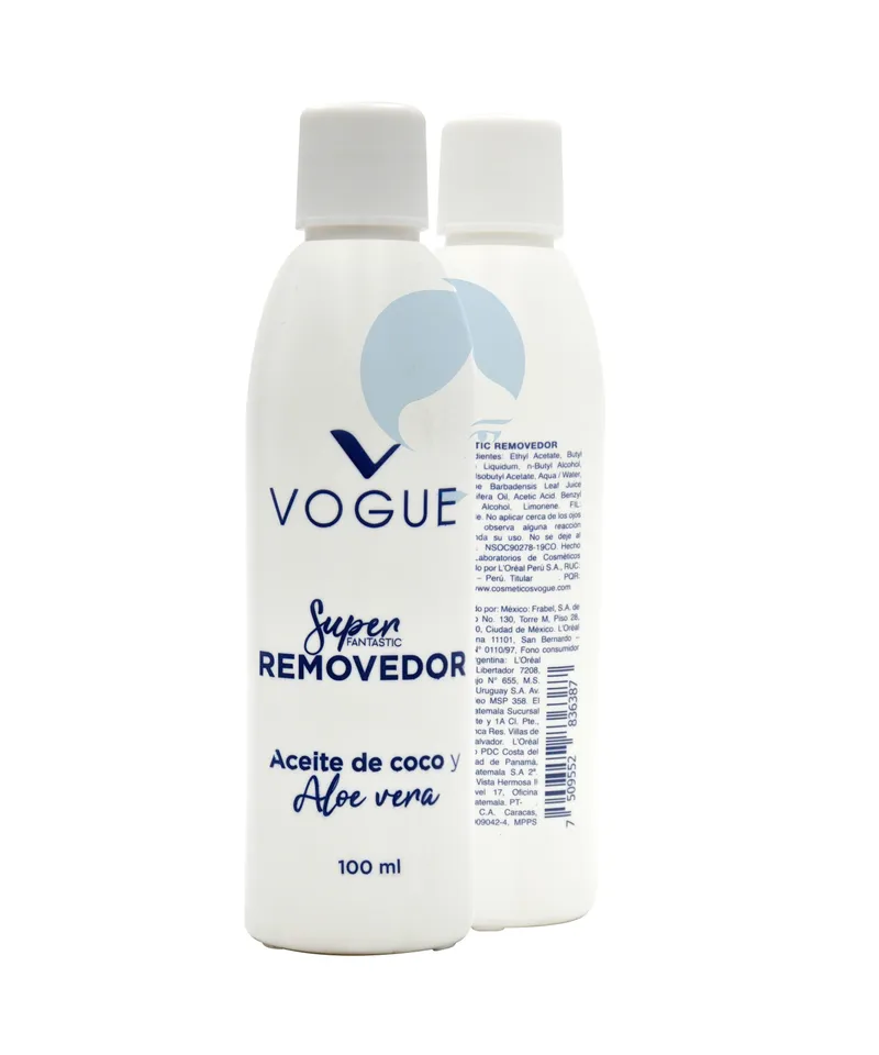 VOGUE REMOVEDOR ESMALTE ACEITE COCO - ALOE VERA X 100ML - Producto de belleza y estética en Almacén Sandra