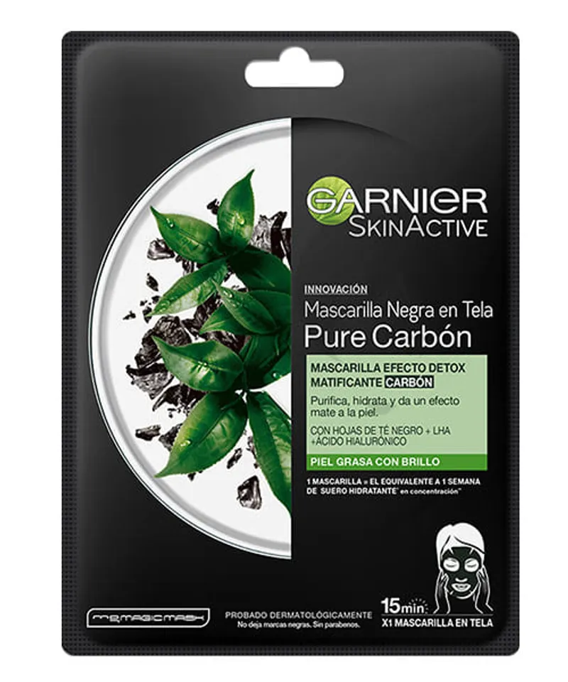 GARNIER SKINACTIVE MASCARILLA EN TELA CARBON X 1 - Producto de belleza y estética en Almacén Sandra