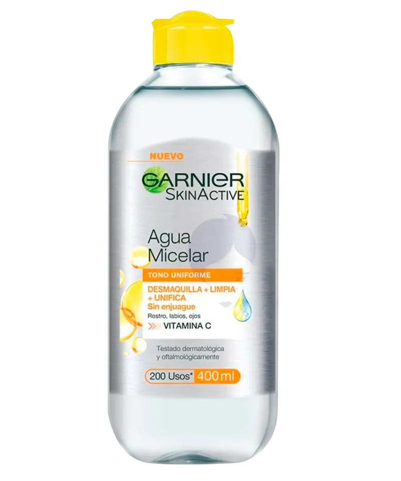 GARNIER SKINACTIVE AGUA MICELAR  VITAMINA C X 400ML - Producto de belleza y estética en Almacén Sandra