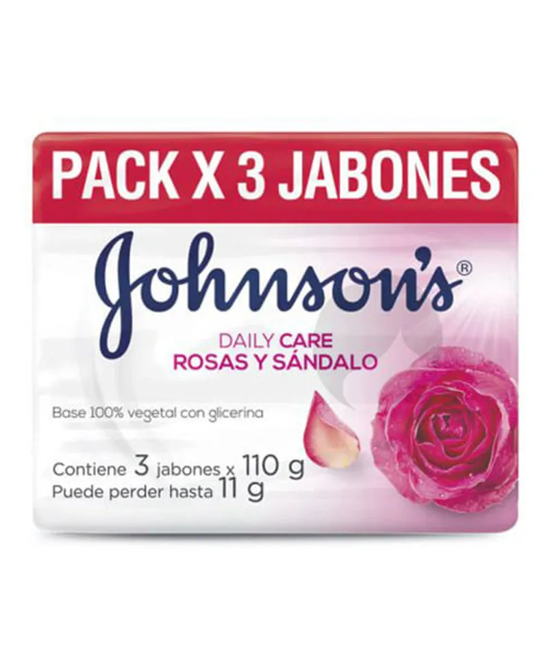 JOHNSONS JABON ROSAS Y SANDALO  X 3UNDS X110GR - Producto de belleza y estética en Almacén Sandra
