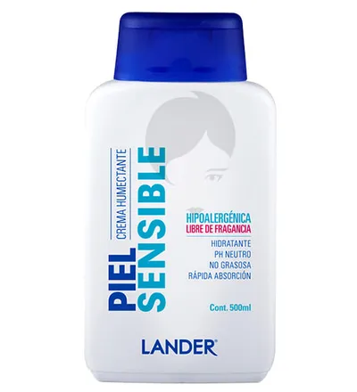 LANDER CREMA HUMECTANTE PIEL SENSIBLE X 500 ML - Producto de belleza y estética en Almacén Sandra