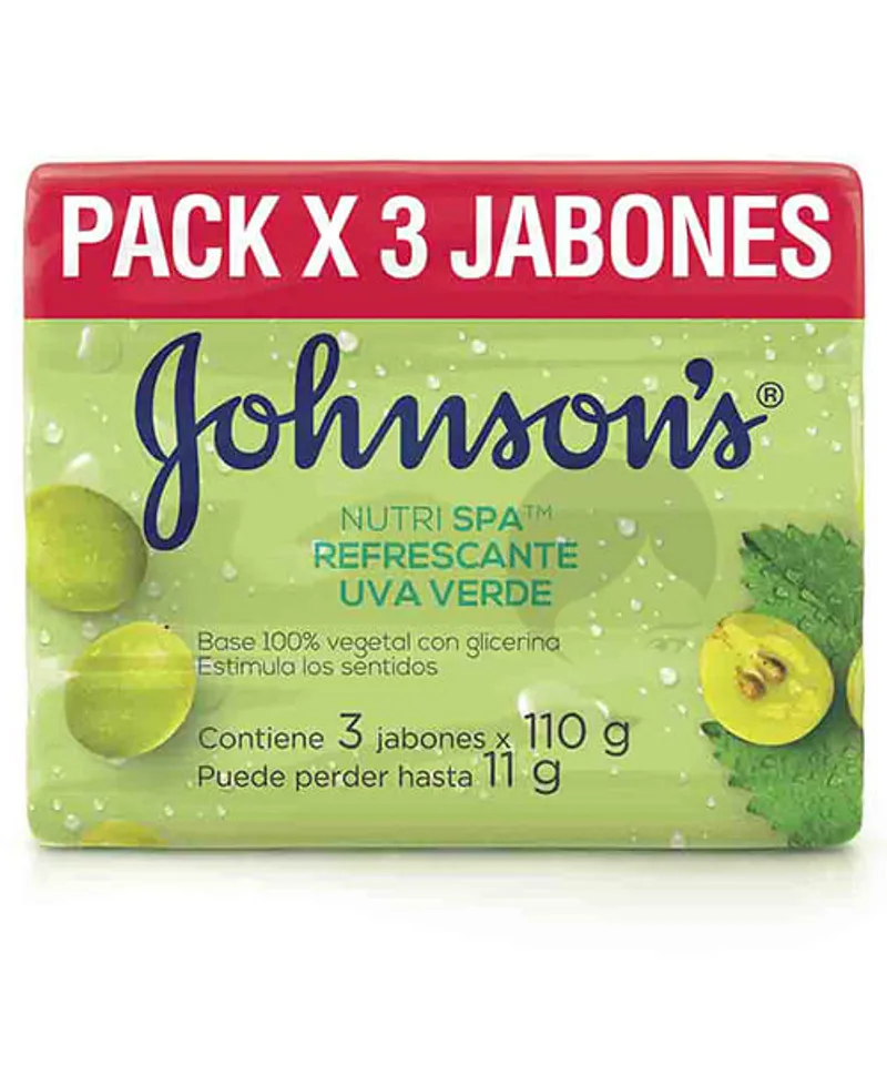 JOHNSONS JABON NUTRI SPA  UVA VERDE  X3UND X 110GR - Producto de belleza y estética en Almacén Sandra
