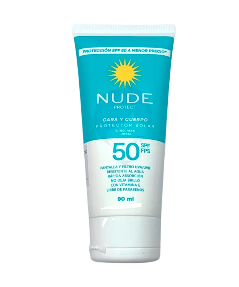 NUDE PROTECTOR SOLAR CREMA CARA CUERPO X 90ML - Producto de belleza y estética en Almacén Sandra