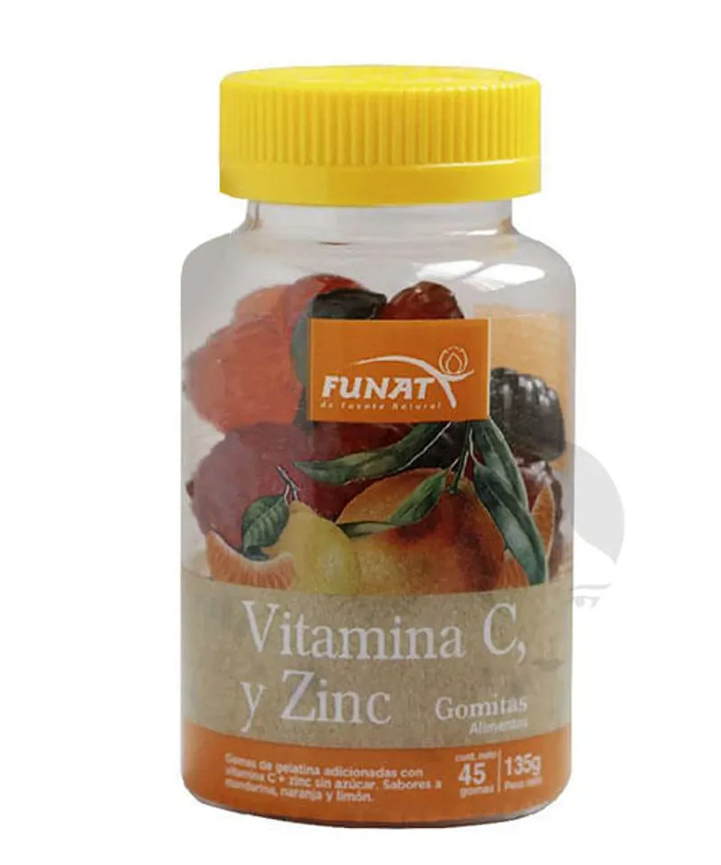 FUNAT GOMITAS VITAMINA C Y ZINC  X 45GOMAS X135GR - Producto de belleza y estética en Almacén Sandra