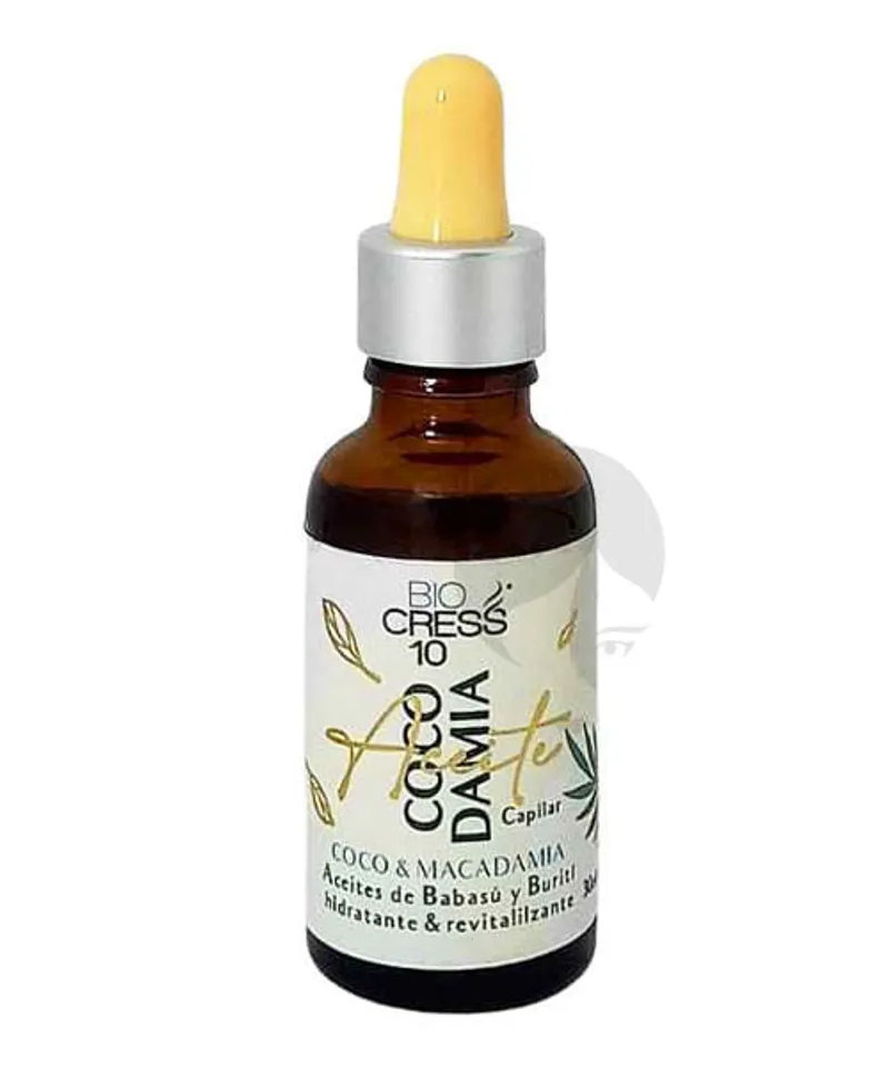 BIOCRESS 10 ACEITE CAPILAR COCO Y MACADAMIA X 30ML - Producto de belleza y estética en Almacén Sandra