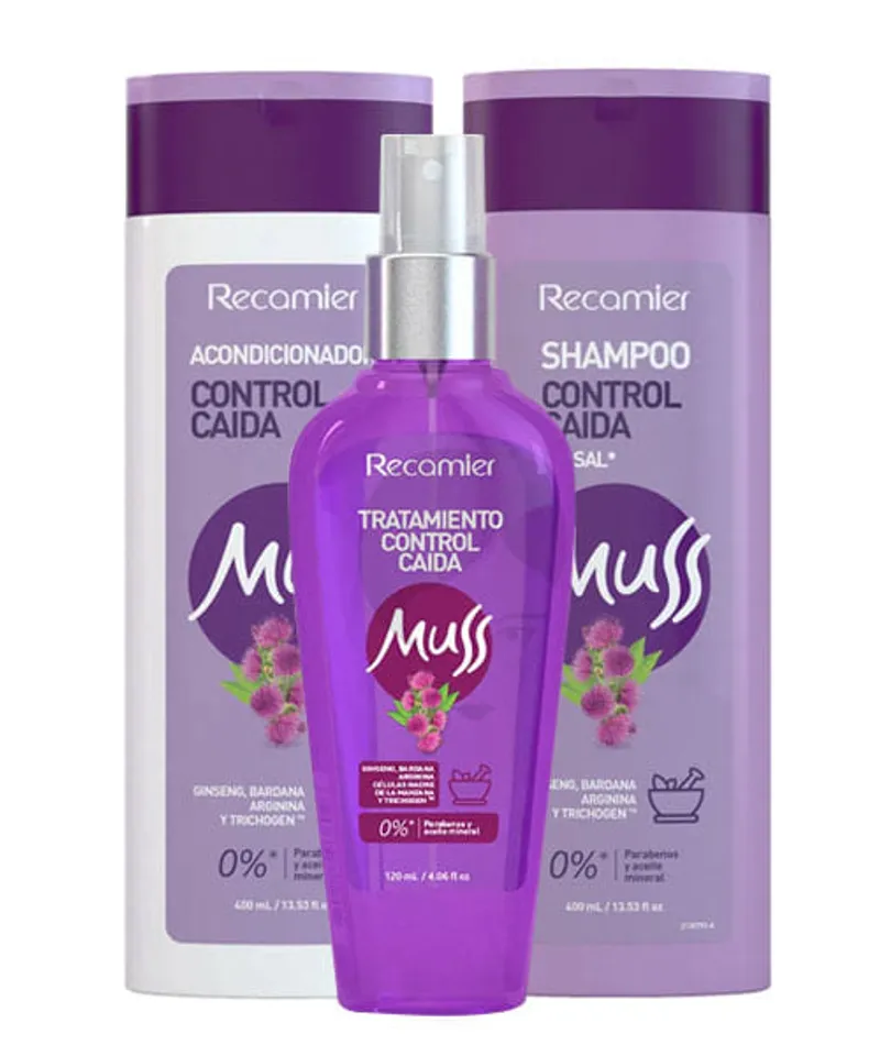 MUSS CONTROL CAIDA SHAMPOO X400ML + ACOND X400ML + TRATAMIENTO X120ML - Producto de belleza y estética en Almacén Sandra