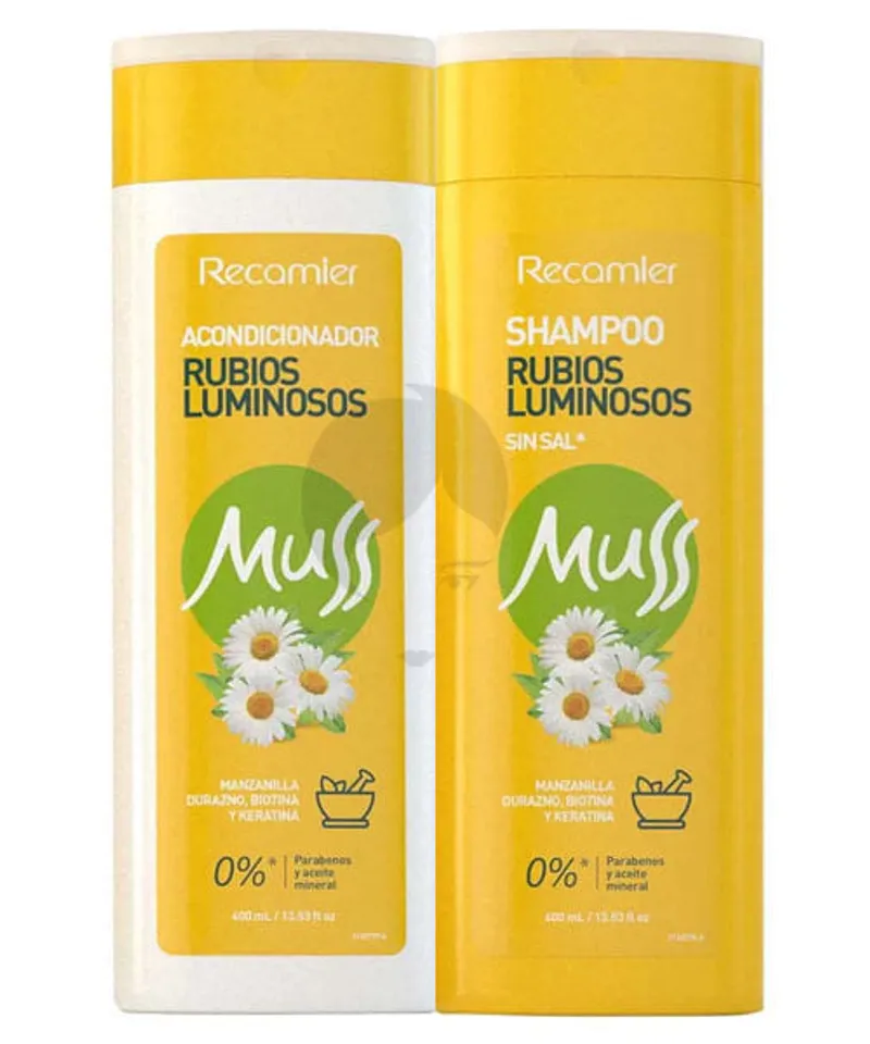 MUSS SHAMPOO +ACONDICIONADOR RUBIOS LUMINOSOS X400ML - Producto de belleza y estética en Almacén Sandra