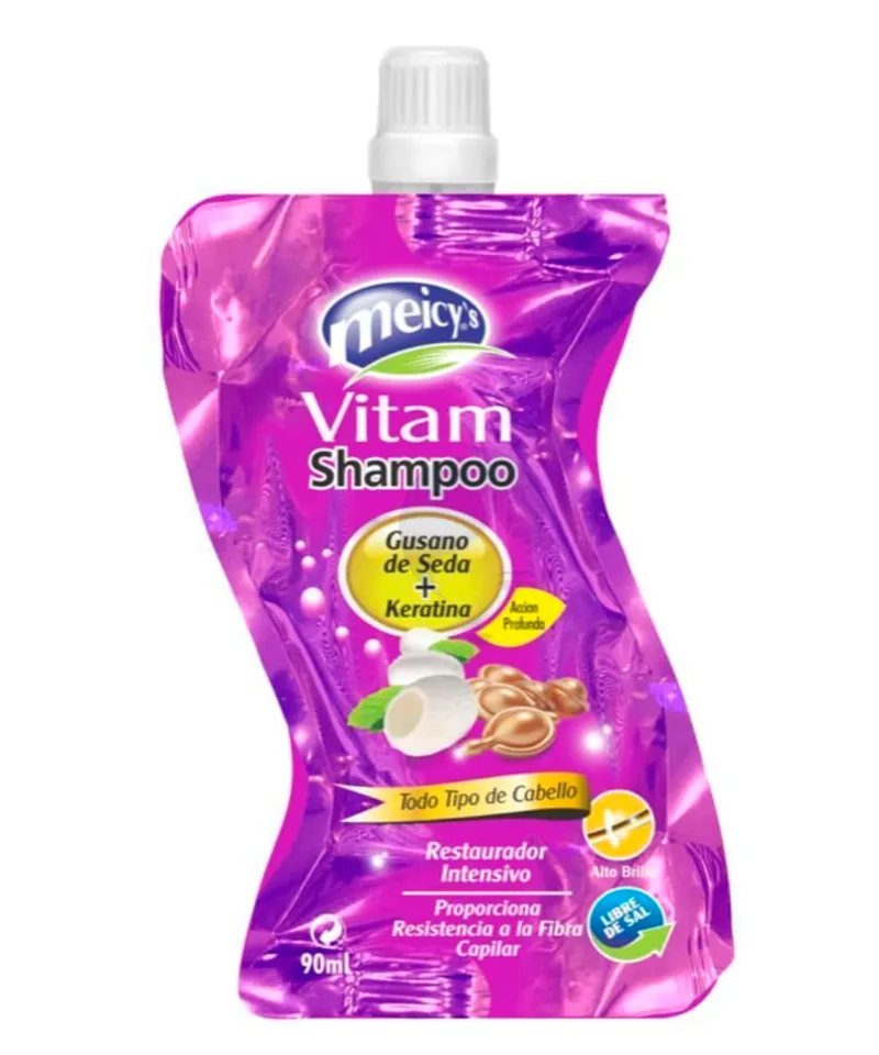 MEICYS SHAMPOO GUSANO DE SEDA + KERATINA X 90ML - Producto de belleza y estética en Almacén Sandra