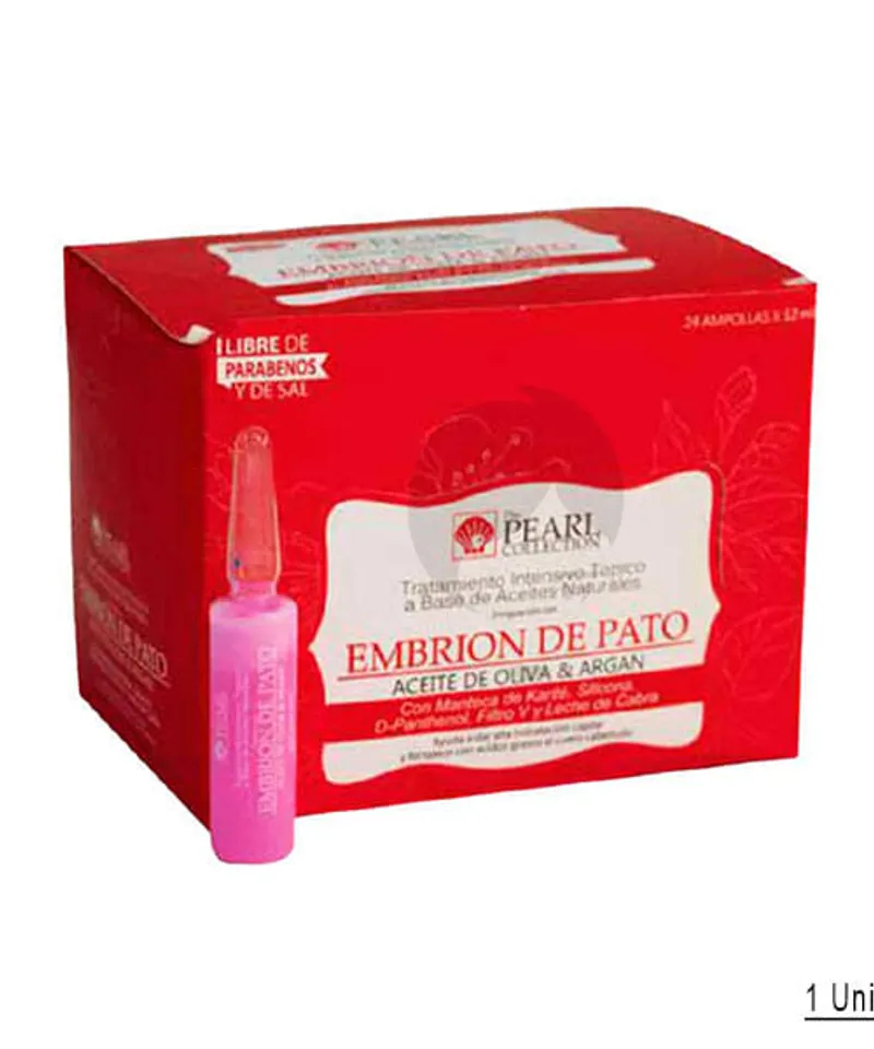 PEARL AMPOLLA  EMBRION DE PATO ACEITE OLIVA Y ARGAN  X 12ML - Producto de belleza y estética en Almacén Sandra