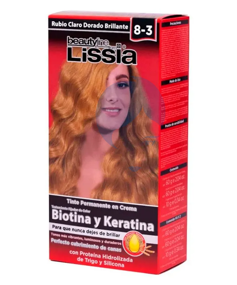 LISSIA KIT TINTE RUBIO CLARO DORADO BRILLANTE 8-3 X 60GR - Producto de belleza y estética en Almacén Sandra