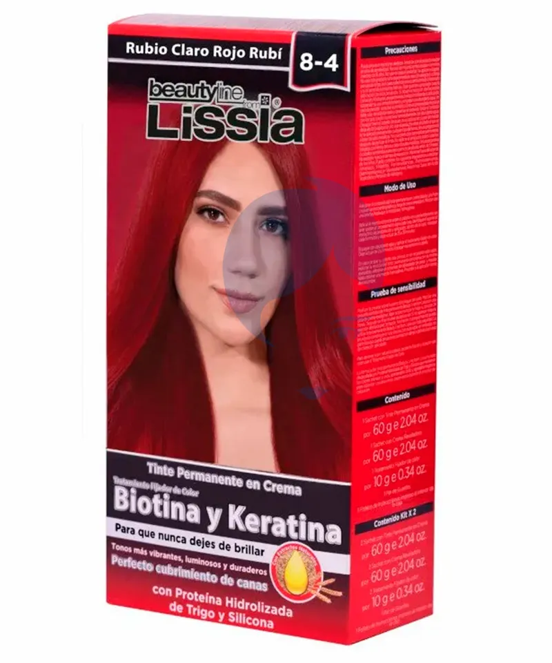 LISSIA KIT TINTE RUBIO CLARO ROJO RUBI  8-4 X 60GR - Producto de belleza y estética en Almacén Sandra