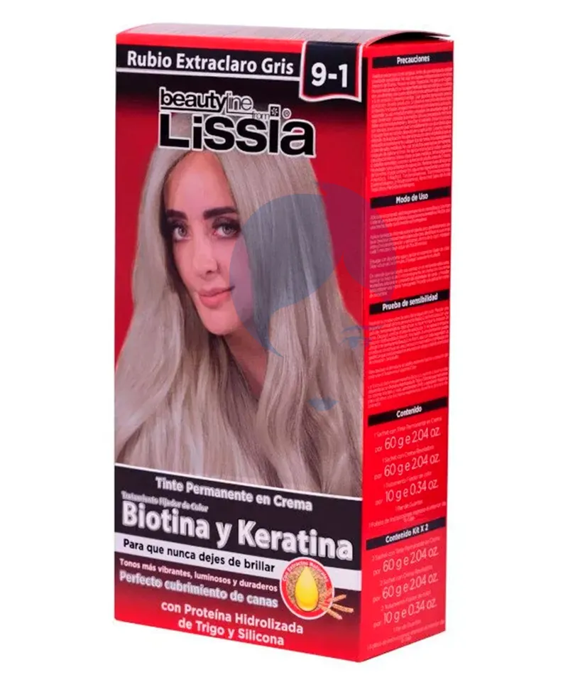 LISSIA KIT TINTE RUBIO EXTRACLARO GRIS    9-1 X 60GR - Producto de belleza y estética en Almacén Sandra