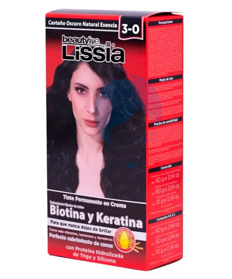 LISSIA KIT TINTE CASTAÑO OSCURO NATURAL  N.3-0 X 60GR - Producto de belleza y estética en Almacén Sandra