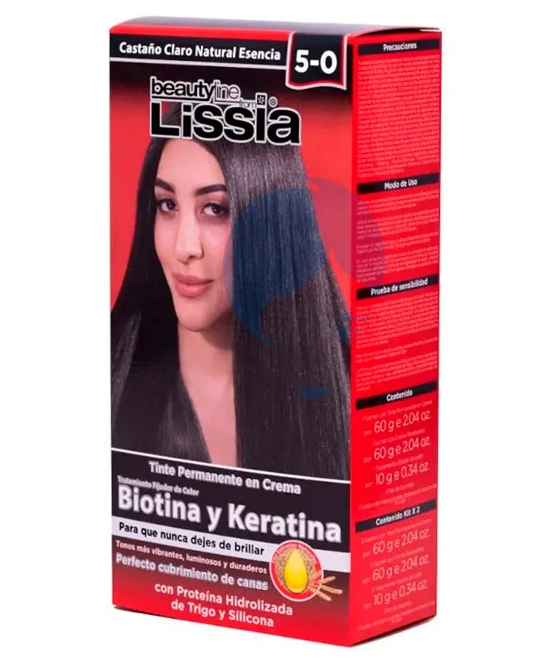 LISSIA KIT TINTE CASTAÑO CLARO NATURAL. 5-0 X 60GR - Producto de belleza y estética en Almacén Sandra