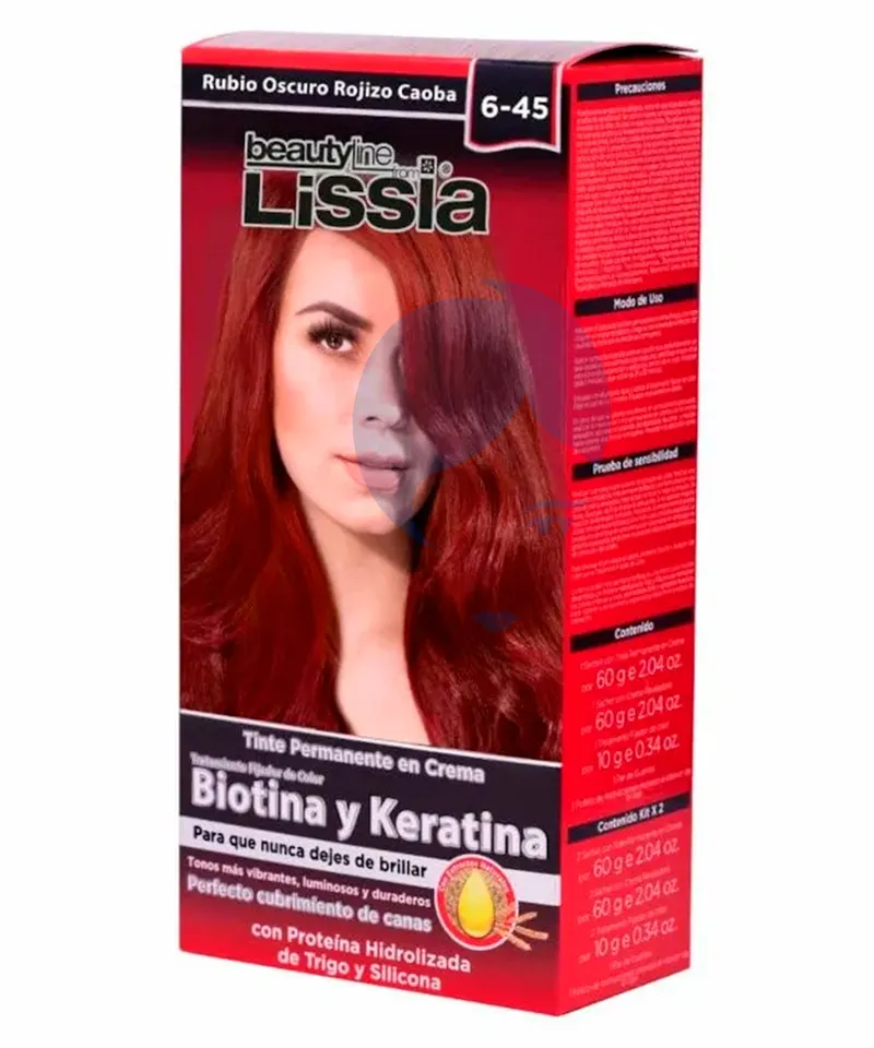 LISSIA KIT TINTE RUBIO OSCURO ROJIZO CAOBA  6-45  X 60GR - Producto de belleza y estética en Almacén Sandra
