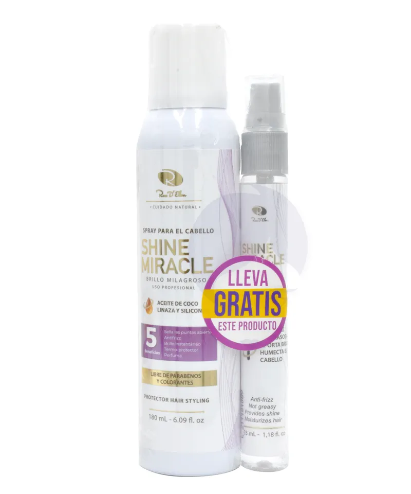 ROSS DLEN SILICONA EN SPRAY SHINE MIRACLE X180ML GRATIS REPARADOR CAPILAR X35ML - Producto de belleza y estética en Almacén Sandra