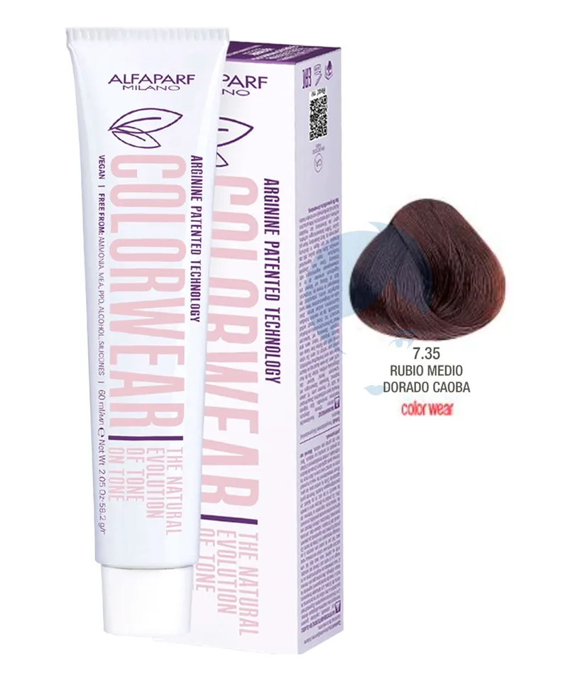 ALFAPARF COLOR WEAR TINTE RUBIO MEDIO DORADO CAOBA N.7.35 X60ML - Producto de belleza y estética en Almacén Sandra