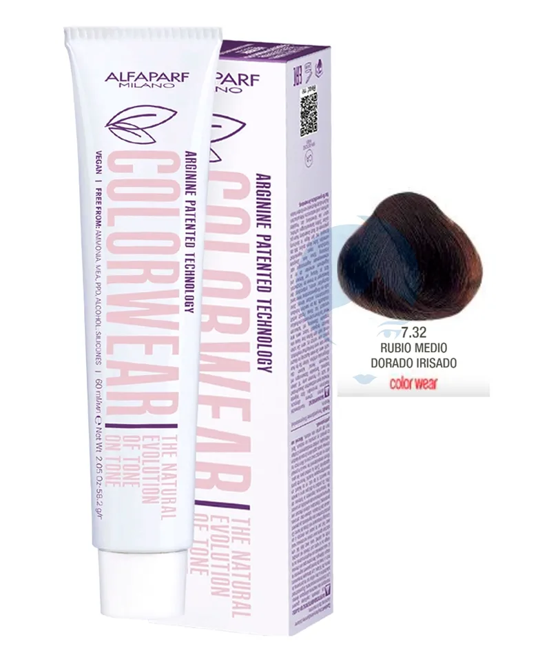 ALFAPARF COLOR WEAR TINTE RUBIO MEDIO DORADO IRISADO N.7.32 X60ML - Producto de belleza y estética en Almacén Sandra