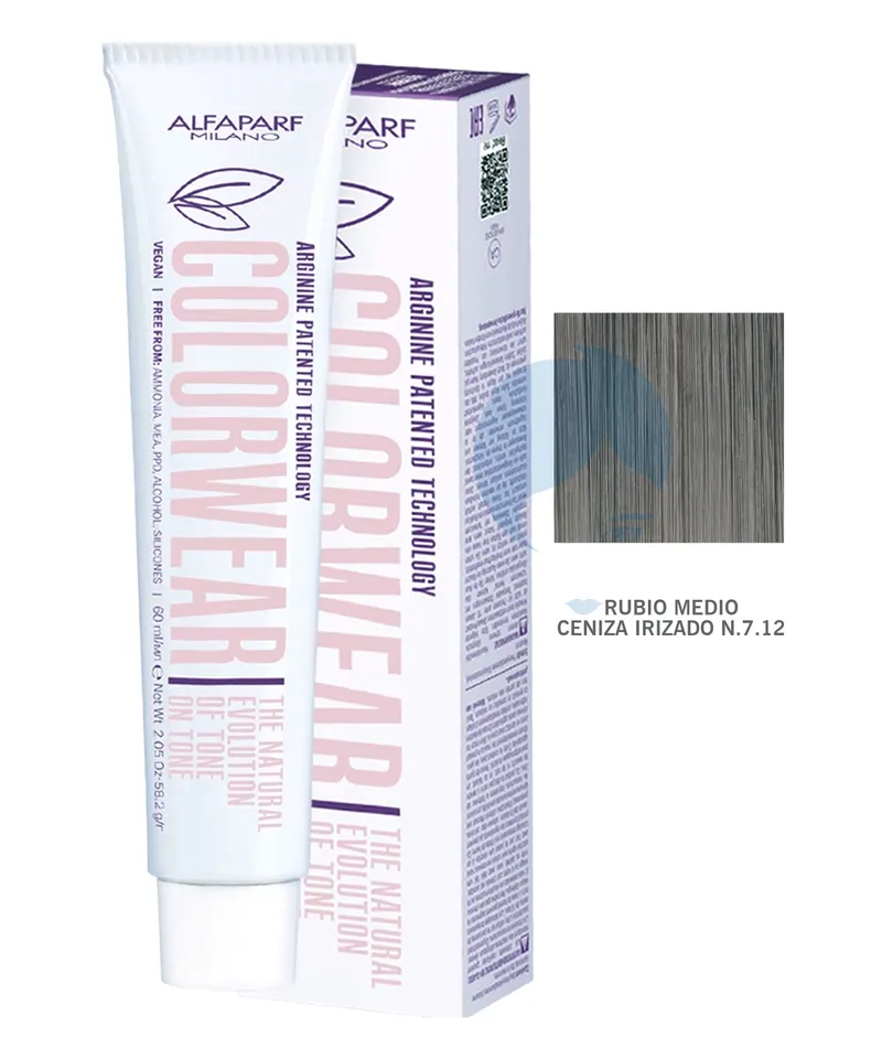 ALFAPARF COLOR WEAR TINTE RUBIO MEDIO CENIZA IRIZADO N.7.12 X60ML - Producto de belleza y estética en Almacén Sandra