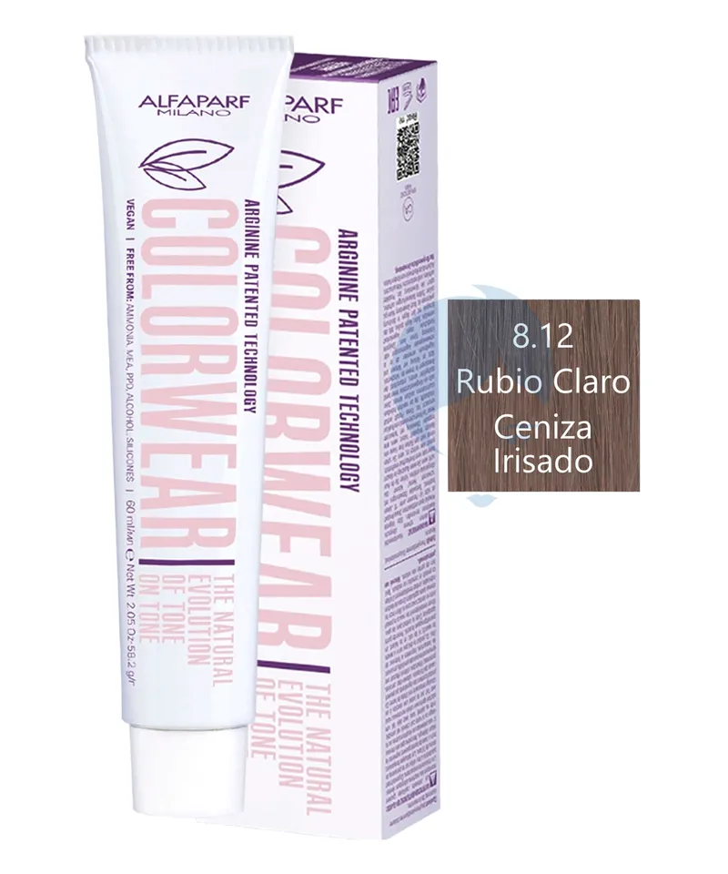 ALFAPARF COLOR WEAR TINTE RUBIO CLARO CENIZA IRISADO N.8.12 X60ML - Producto de belleza y estética en Almacén Sandra