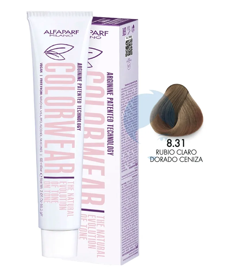 ALFAPARF COLOR WEAR TINTE RUBIO CLARO DORADO CENIZA N.8.31 X60ML - Producto de belleza y estética en Almacén Sandra