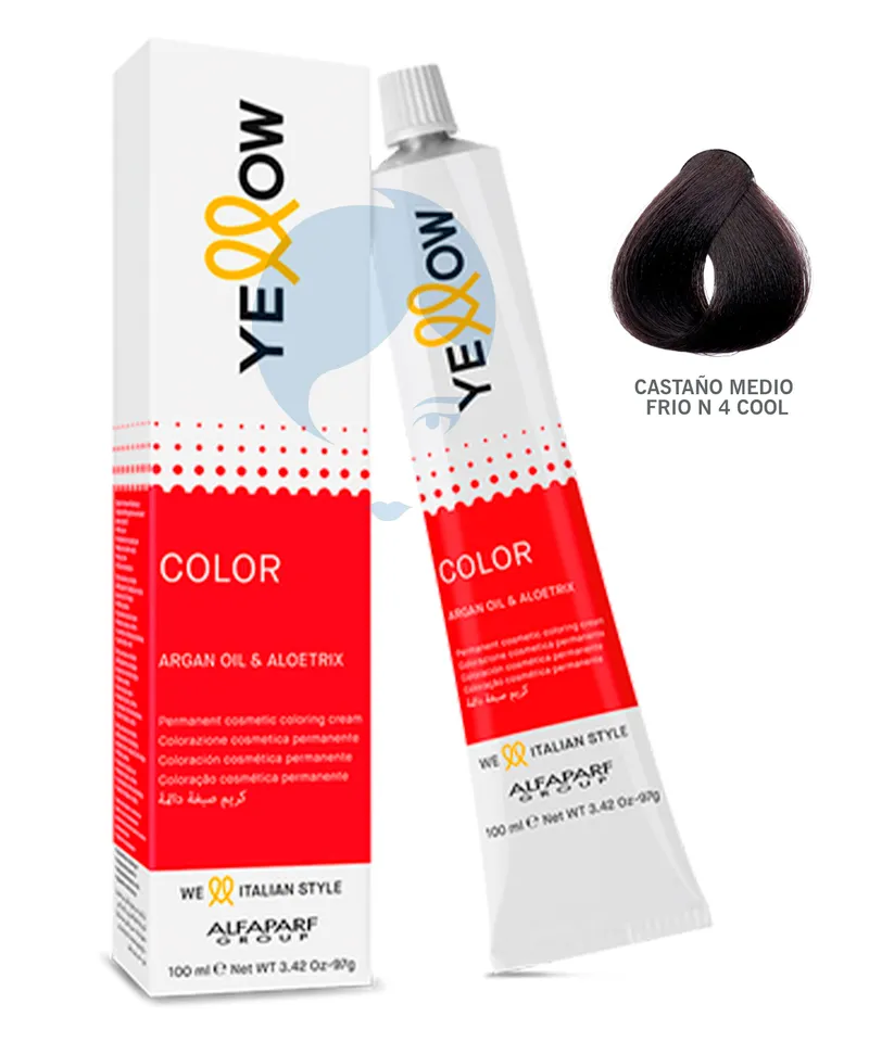 YELLOW TINTE CASTAÑO MEDIO FRIO N 4 COOL X 60GR - Producto de belleza y estética en Almacén Sandra