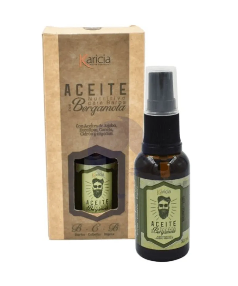KARICIA ACEITE PARA BARBA BERGAMOTA X 30ML - Producto de belleza y estética en Almacén Sandra