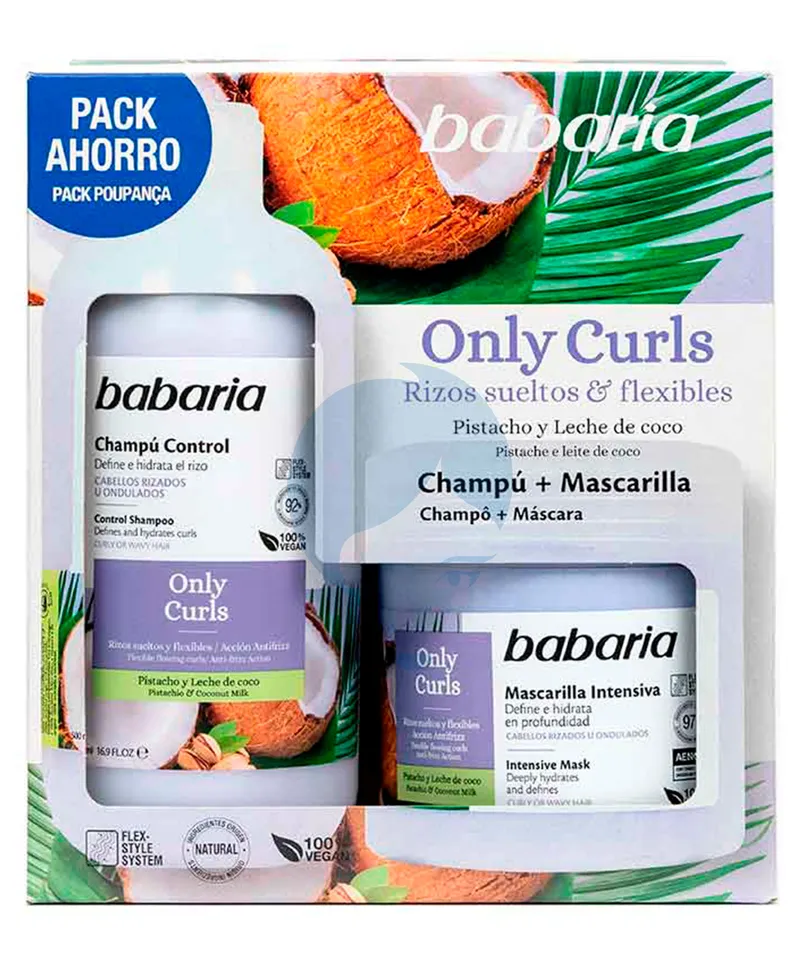 BABARIA PACK ONLY CURLS SHAMPO X 500ML + MASCARILLA X 400ML - Producto de belleza y estética en Almacén Sandra