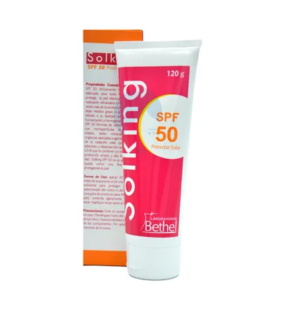 BETHEL SOLKING EMULSION PROTECTOR SOLAR SPF50 X 120GR - Producto de belleza y estética en Almacén Sandra