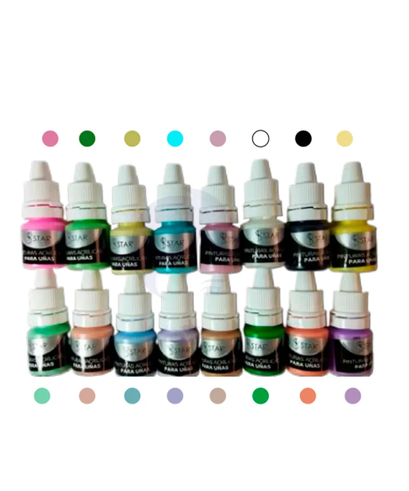 STAR PINTURAS ACRILICAS PARA UÑAS REF: 1244A                                KIT A - Producto de belleza y estética en Almacén Sandra