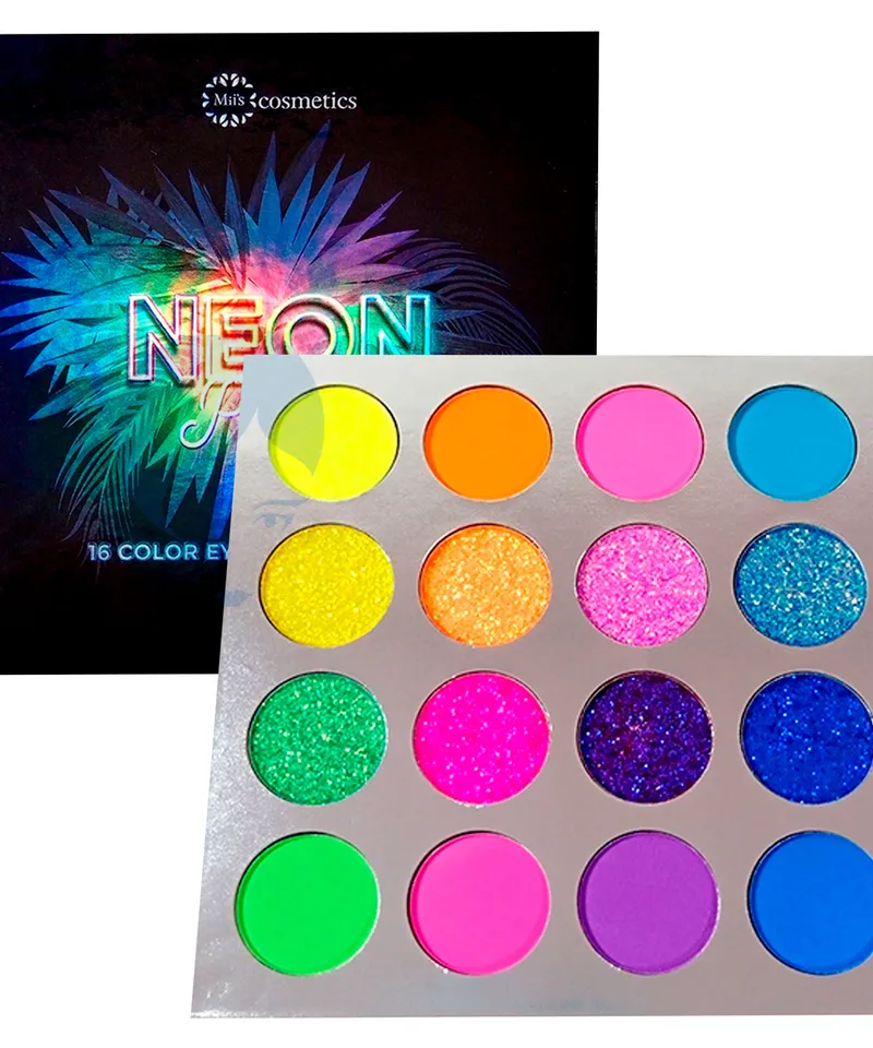 MIIS COSMETICS PALETA SOMBRA NEON PARTY X 16 COLORES REF: ESH-16G - Producto de belleza y estética en Almacén Sandra