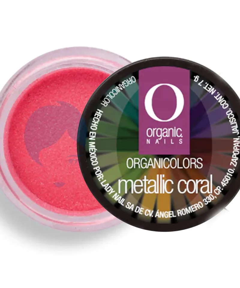 ORGANIC NAIL POLVO ACRILICO METALIC CORAL X 7GR - Producto de belleza y estética en Almacén Sandra