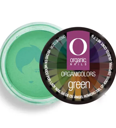 ORGANIC NAIL POLVO ACRILICO METALIC GREEN X 7GR - Producto de belleza y estética en Almacén Sandra