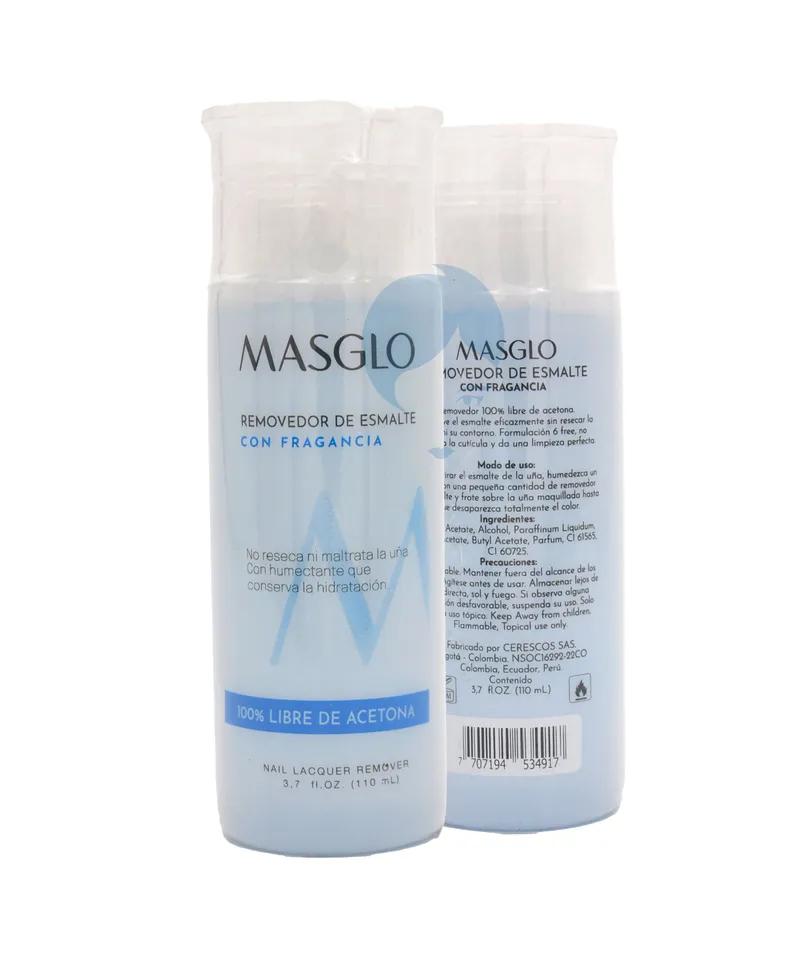MASGLO REMOVEDOR DE ESMALTE CON FRAGANCIA X 110ML - Producto de belleza y estética en Almacén Sandra