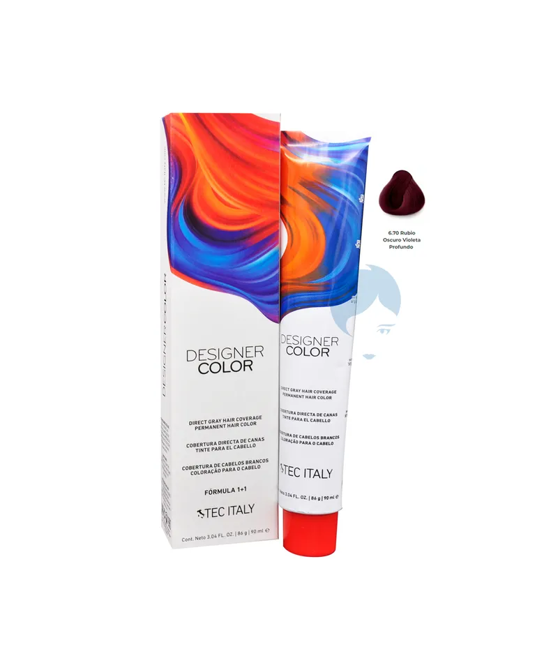 TEC ITALY DESIGNER COLOR N.6.70 RUBIO OSCURO VIOLETA PROFUNDO X 90ML - Producto de belleza y estética en Almacén Sandra